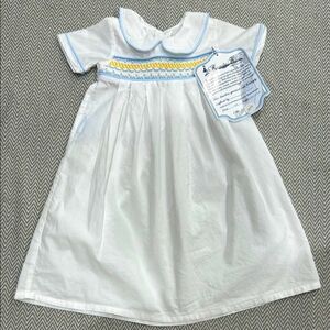 Remember Nguyen White Dress with Blue and Yellow Accents